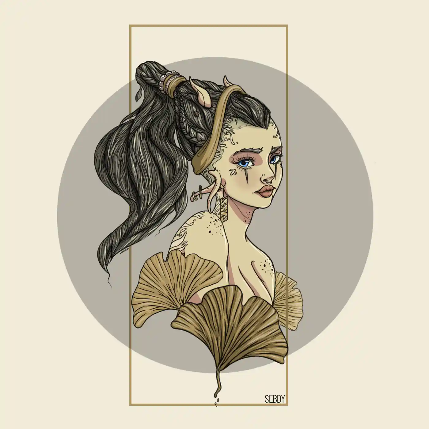 Illustration digitale, version DIIYS d'un personnage aquatique féminin sebdygraph graphiste illustrateur normand