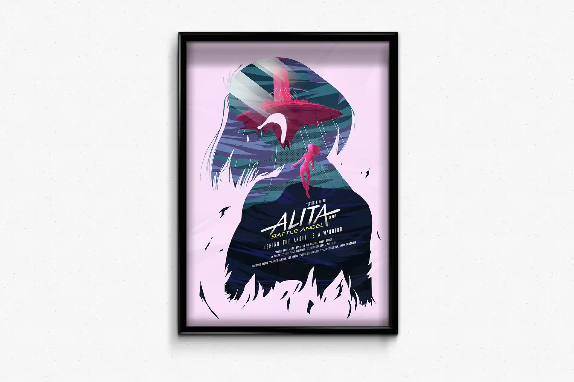 Illustration digitale d'une affiche pour le film Alita Battle Angel dans cadre sebdygraph graphiste illustrateur normand