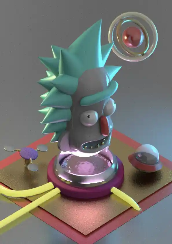 Modèle 3D de la tête du personnage Rick sebdygraph graphiste illustrateur normand
