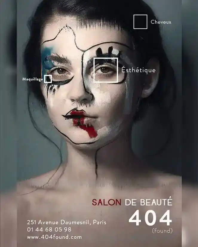 Affiche fictive du salon de beauté 404 version féminine sebdygraph graphiste illustrateur normand